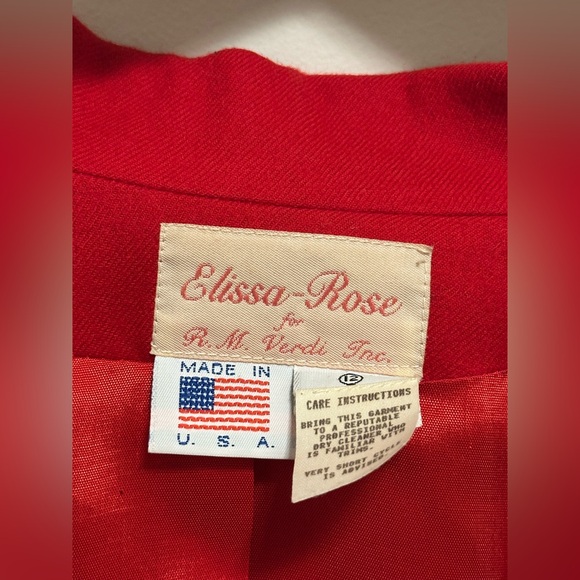 Vintage Elissa Rose Red Blazer Fringe Beaded Size 12 Native American Blazer USA - Picture 3 of 10